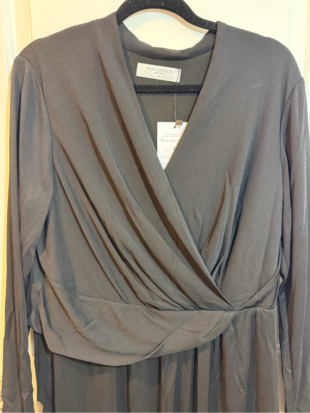 MM Lafleur Morgan Black Wrap-Front Long Sleeve Dress - Picture 5 of 6